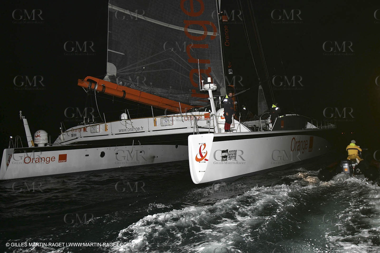 Orange II - 2005 Jules Verne Trophy finish in Brest - At sea