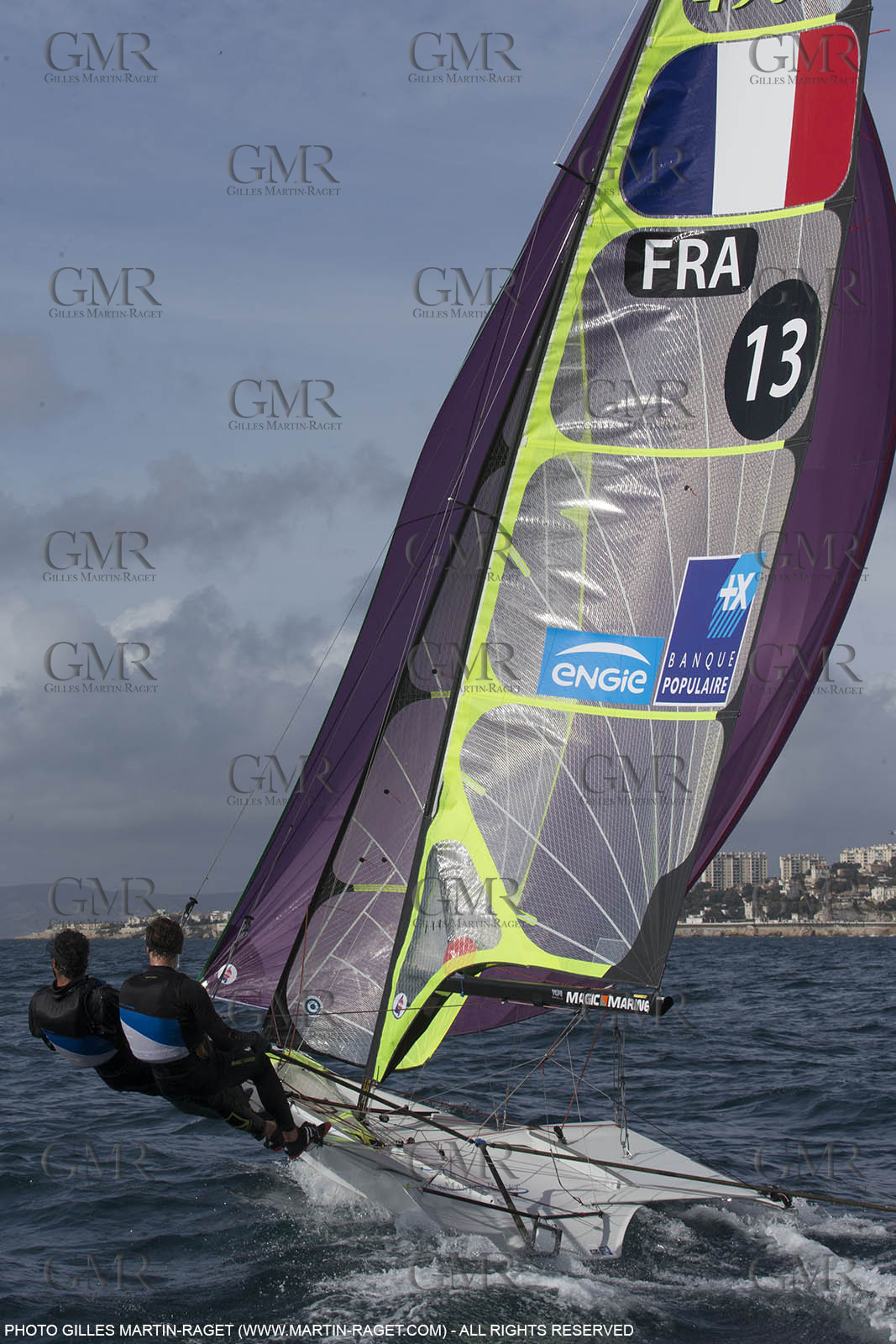04 03 2016, Marseille (FRA,13), Olympic Sailing, 49er, french representatives Julien D'Ortoli Noë Delpech training